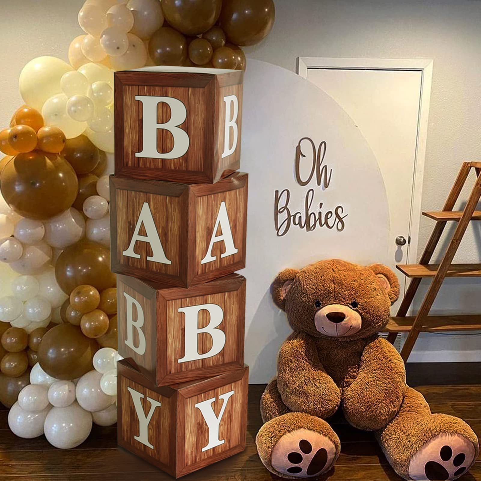 Buy Wood Grain Printing Baby Shower Display Boxes Party Decorations