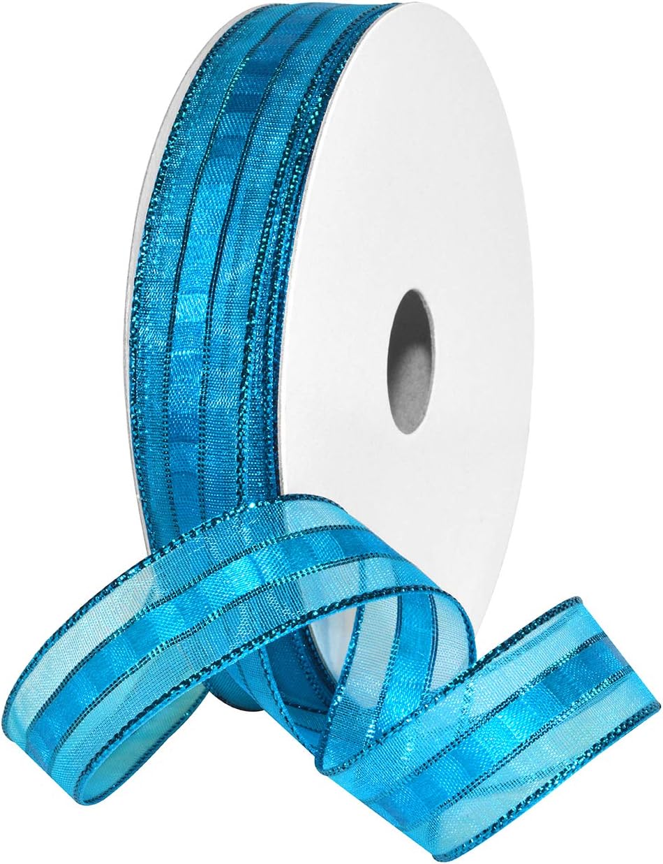 Morex Natalia Ribbon, Organza, 5/8 inch by 25 yards, Turquoise