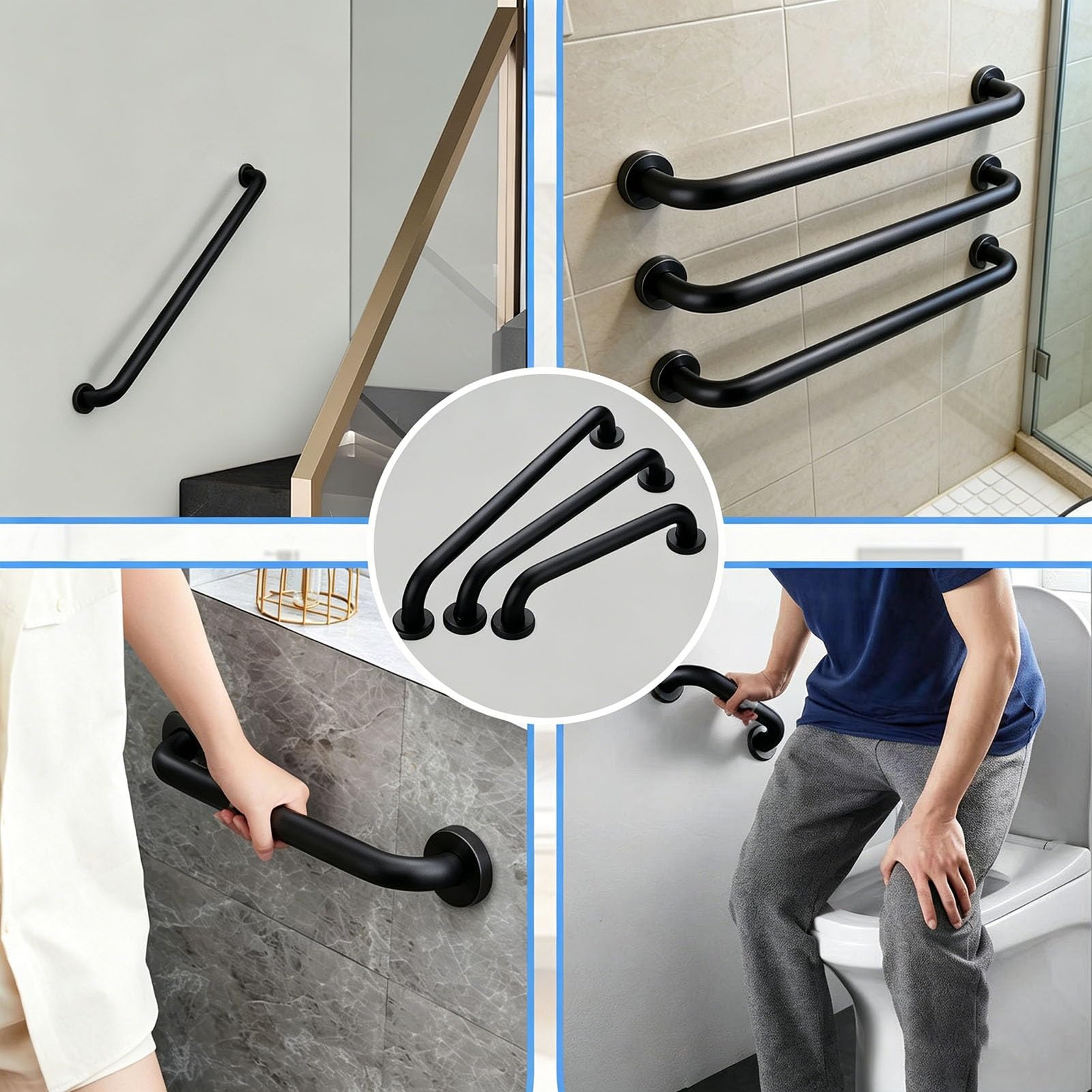 Barra de Agarre para Ducha para Personas Mayores discapacitadas, Tubo Redondo Antideslizante 80cm 1m 1,2m Pasamanos de Seguridad, manija de Soporte Auxiliar para Inodoro de baño(100cm)