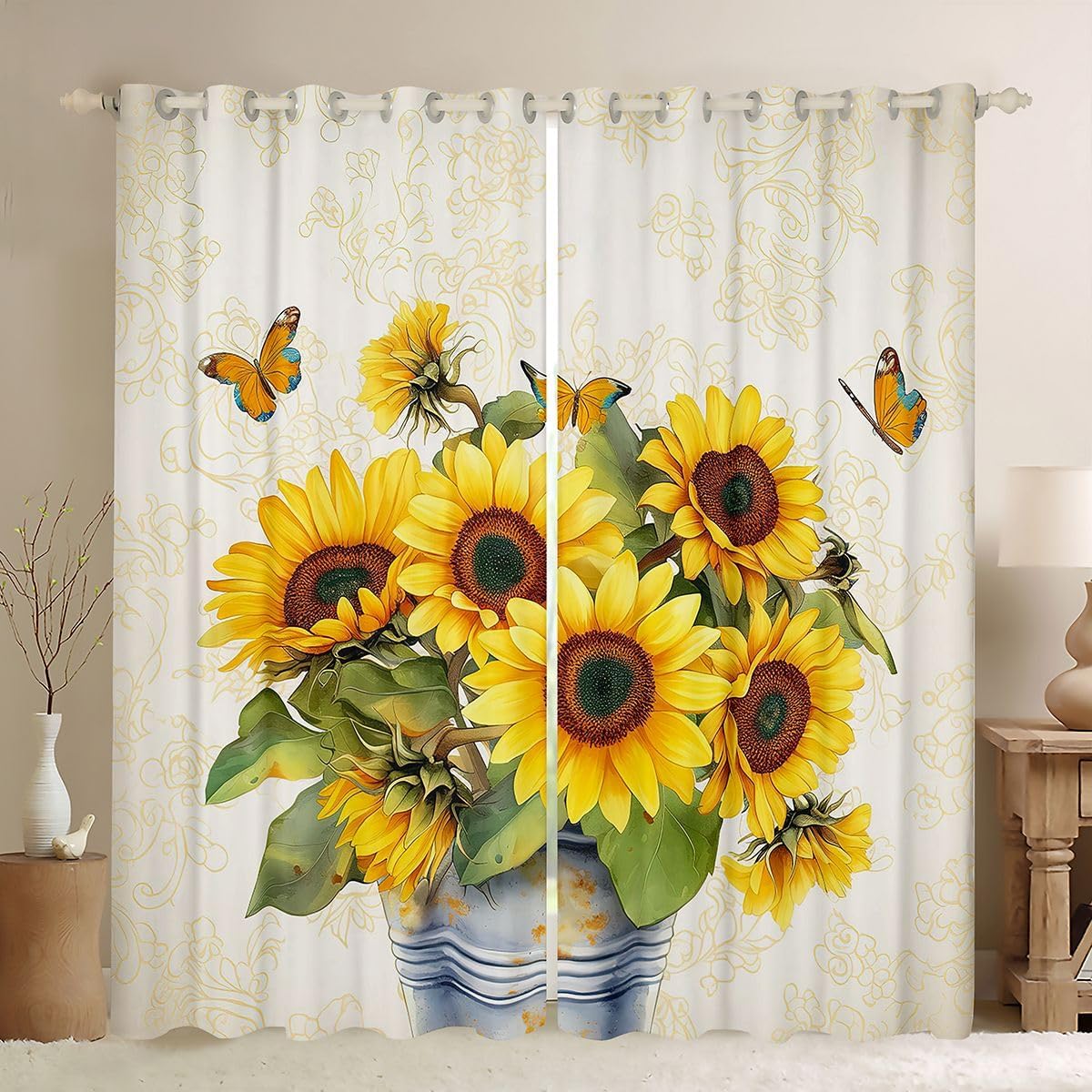 Erosebridal Mushroom Curtains,Boho Frog Mushroom Blackout Curtains for Living Room,Cartoon Wild Plant Window Treatments,Strawberry Floral Decor Red Green Curtains Drapes Farmhouse Room Decor 38"X54"