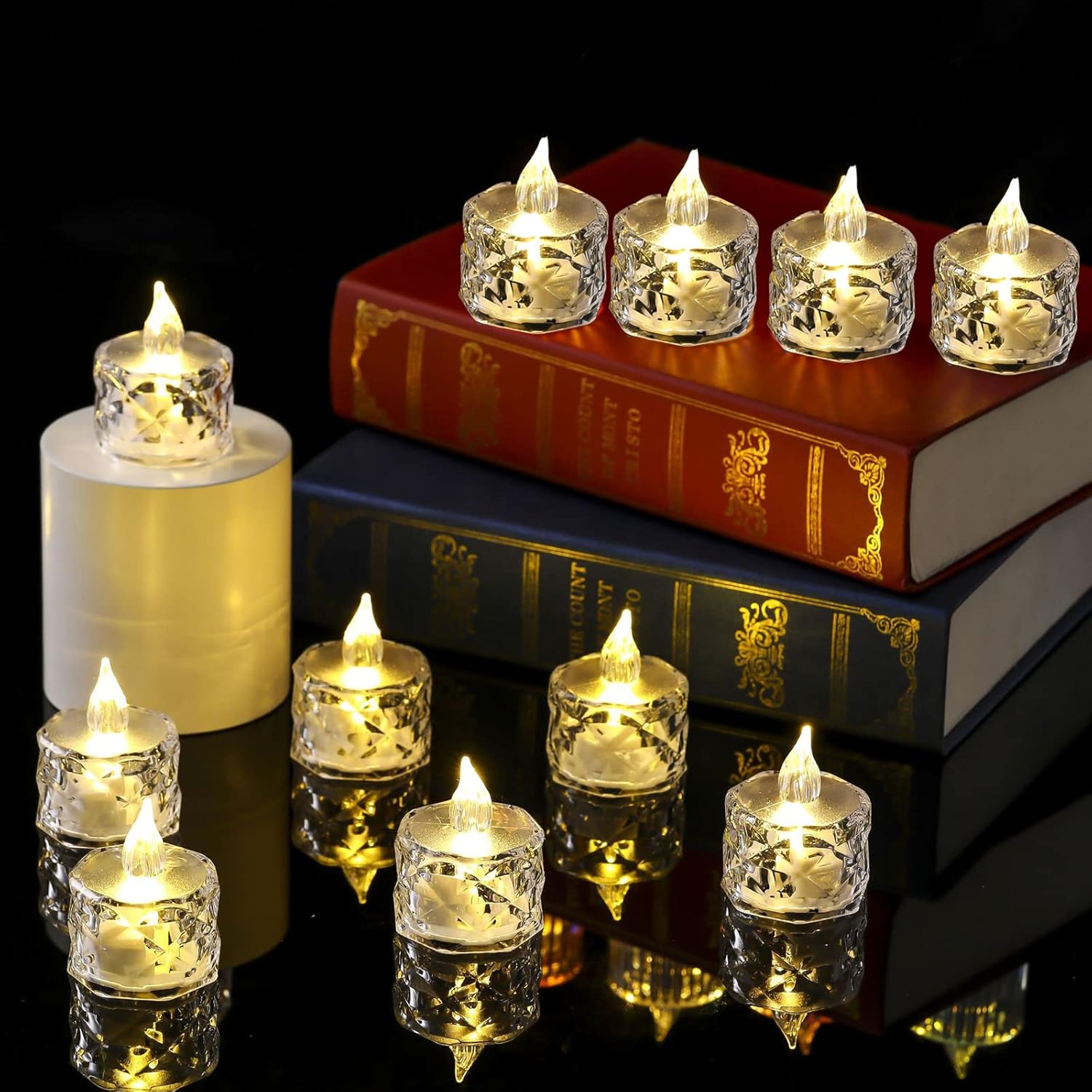 12pack LED Crystal Candle Light Table Centrepiece Flameless Candles Transparent Small Tea Wax Birthday Proposal INS Desktop Decoration Create Atmosphere Smokeless Candles Tea Lights - Image 2