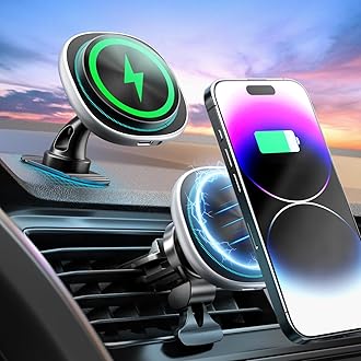 MagSafe Car Mount Charger, 15W Fast Charging Strong Magnetic Phone Holder, Air Vent/Dashboard Wireless Charger for iPhone 16/15/14/13/12 Accessories