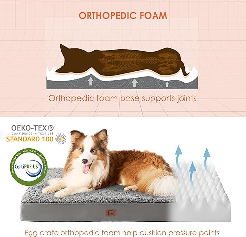 Miniatura 4 de EHEYCIGA Camas lavables para perros extragrandes, cama para perros XL con funda extraíble para jaula, cama ortopédica de espuma para mascotas,