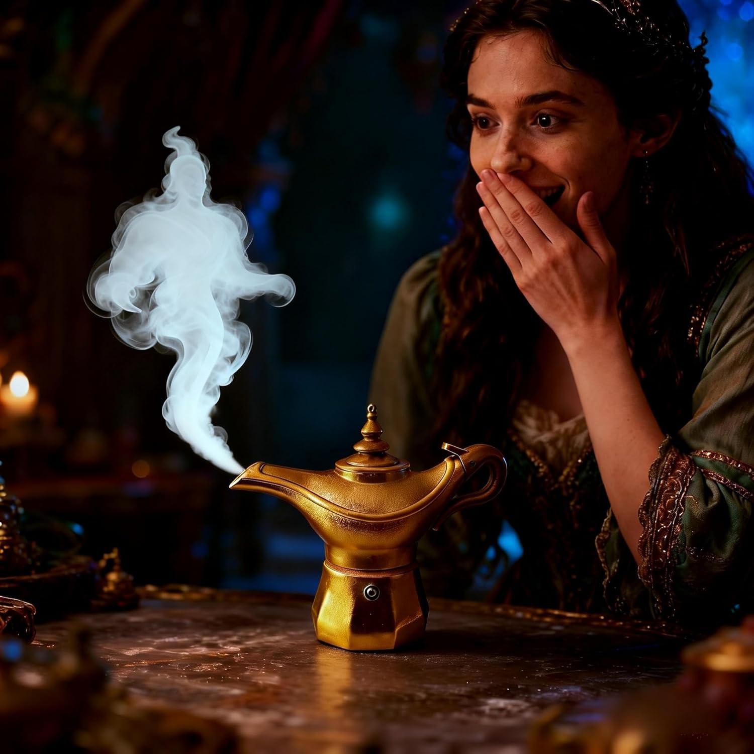 Aladdin Espresso and Coffee Maker, Moka Pot for Italian and Cuban Cafe Brewing, Aladdin Coffee Maker, 6 Espresso Cups, golden