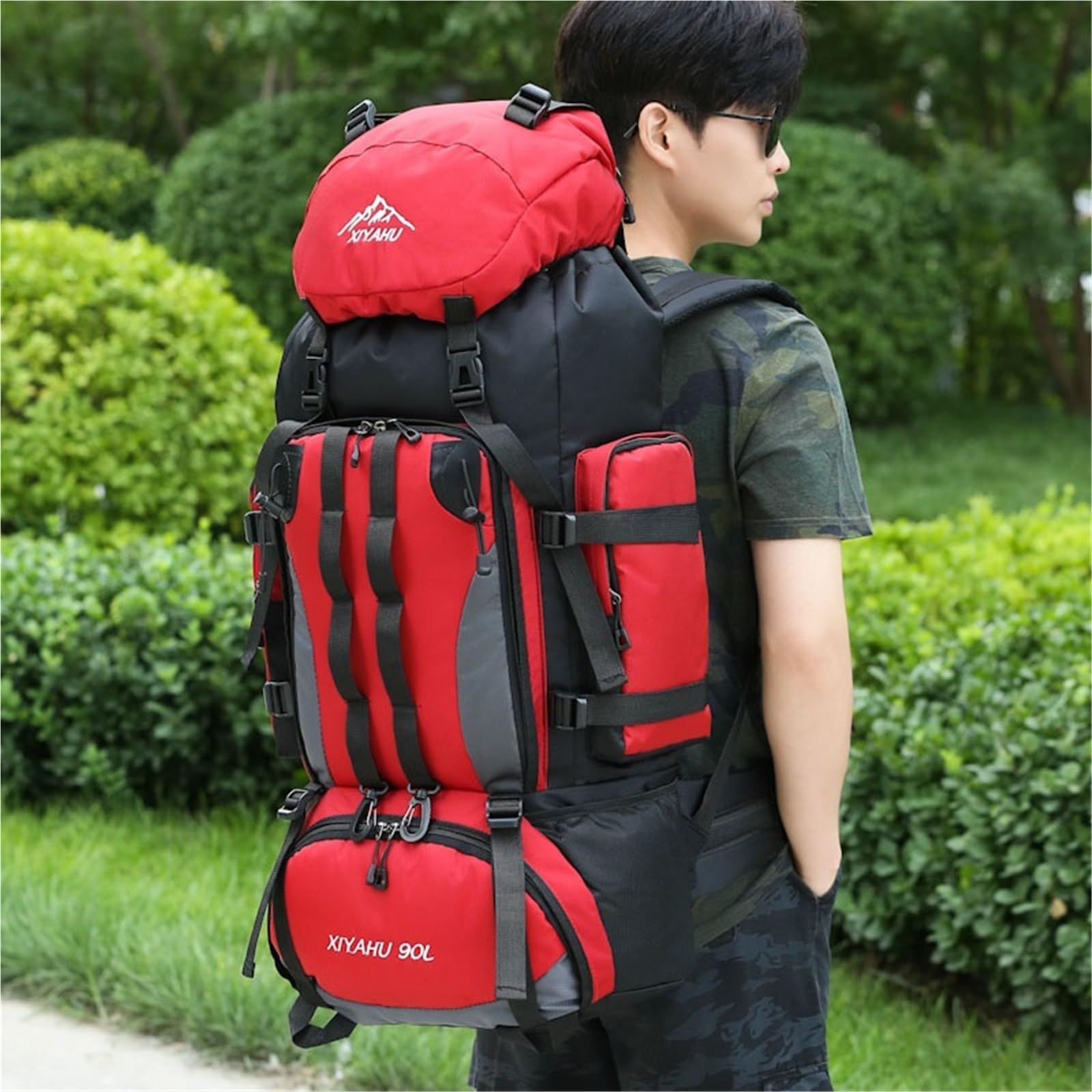 90L piesze wycieczki plecak kempingowy torba trekkingowa plecak o dużej pojemności podróżny sprzęt sportowy na świeżym powietrzu dla mężczyzn(Black)