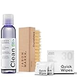Jason Markk Essential Kit & Quick Wipes Bundle, 2-Piece Shoe Cleaner Set with 30-Pack of Wipes, Deep Cleaning for Durables & Suede Brush, Footwear & Sneaker Care, Full Grain Leather, Rubber, & More