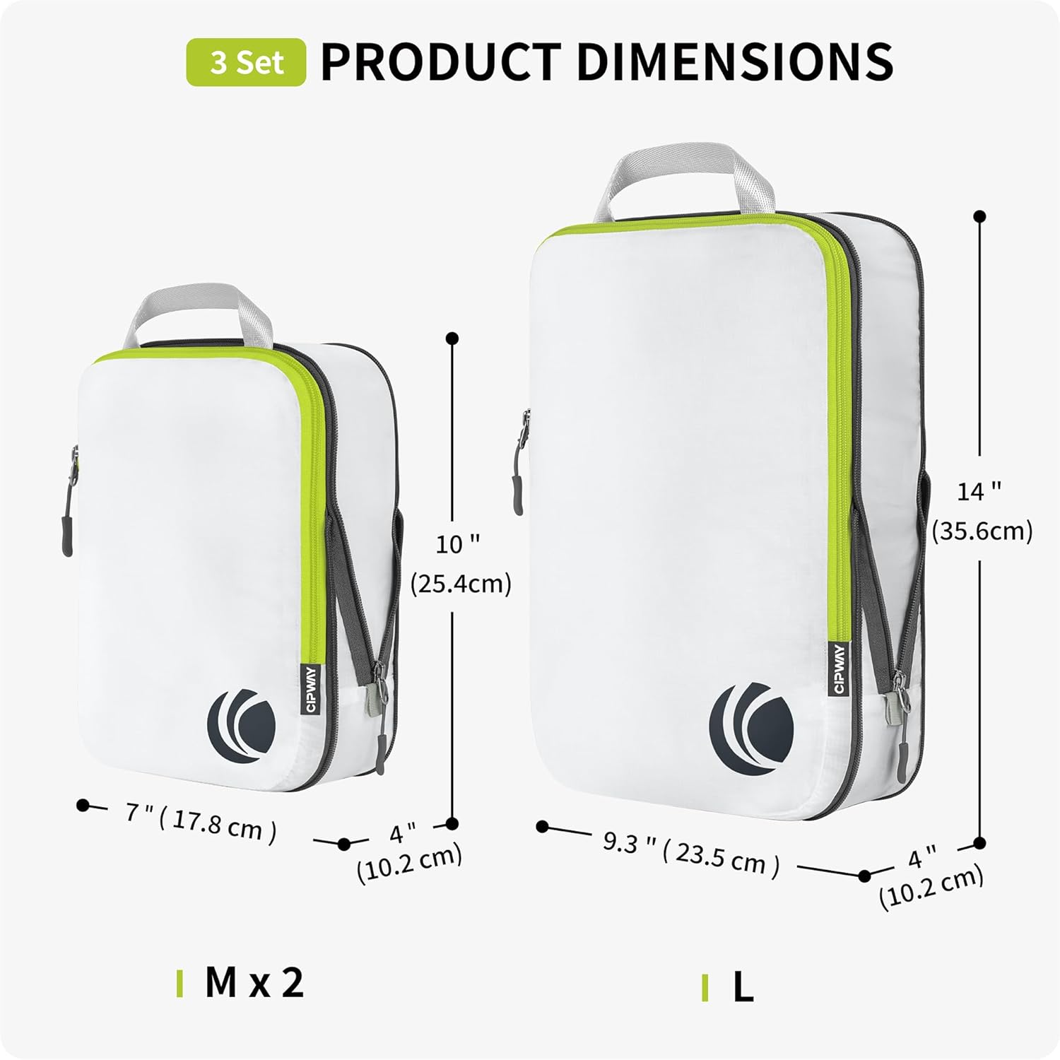 Cipway Compression Packing Cubes Set, Ultralight Expandable Travel Packing Organizers for Carry on Luggage (White 3pcs) - Image 5