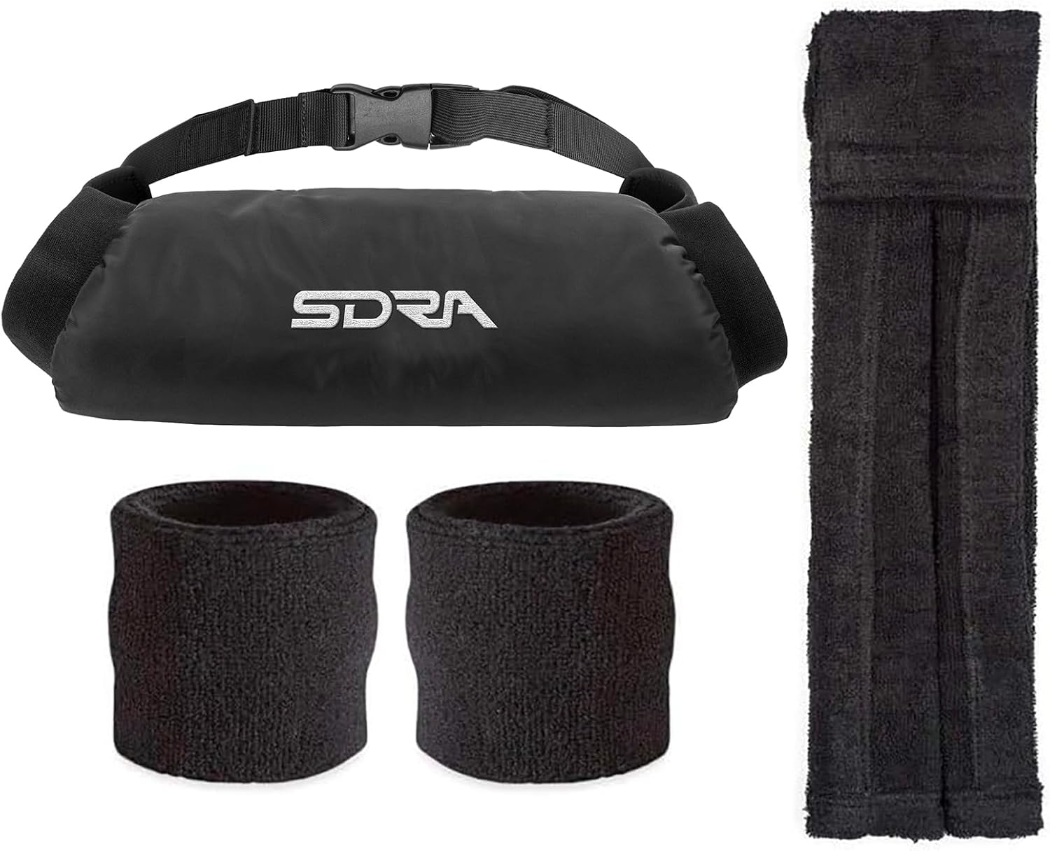 Suddora Black Football Accessory Pro Bundle - Black Towel with Black Wristband Pair and Warmer