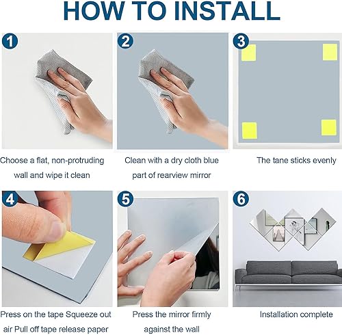 Miniatura 5 de Socokici Espejo de pared de longitud completa inastillable, 4 piezas de azulejos de espejo acrílicos autoadhesivos de 0.079 pulgadas de grosor,
