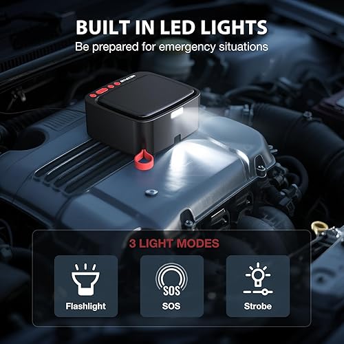 Miniatura 7 de NEXPOW Inflador de neumáticos, compresor de aire portátil de 150 PSI, bomba de aire de 12 V CC con manómetro digital dual y apagado automático,