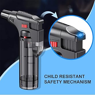 Plastic Torch Lighters, 4 Pack, Butane Refillable Jet Flame Torch Lighter, Windproof, Safe, Multi Utility Lighter For Candles, Fireplaces, Campfires, Grill (Wihtout Butane)