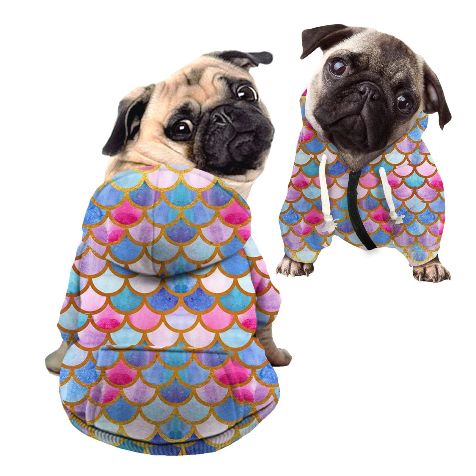 Kuiaobaty Mermaid Scales Print Dog Sweater Comfort Dog Hoodies Pet Clothes,Cute Fish Scale Pattern Stretchy Dog Onesie Playwear Small Dogs — image 1