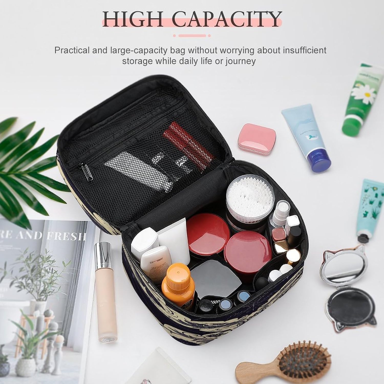 Bat Pattern Travel Makeup Bag Cosmetic Bag Toiletry Bags image 4