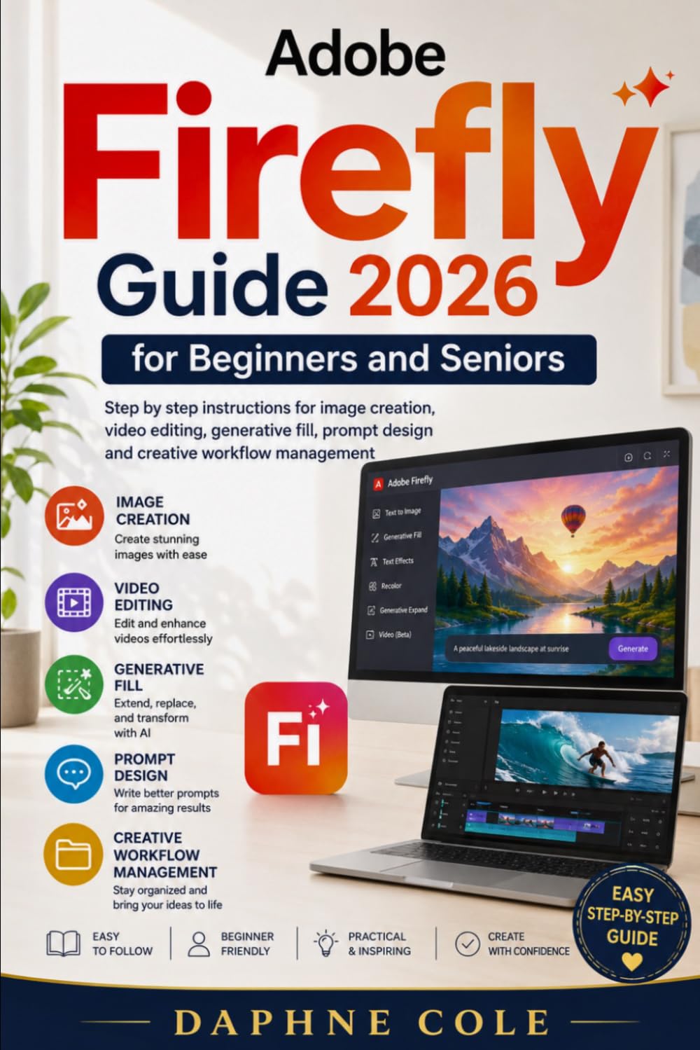 Adobe Firefly Guide for Beginners and Seniors 2026: Step by step instructions for image creation, video editing, generative fill, prompt design and creative workflow management