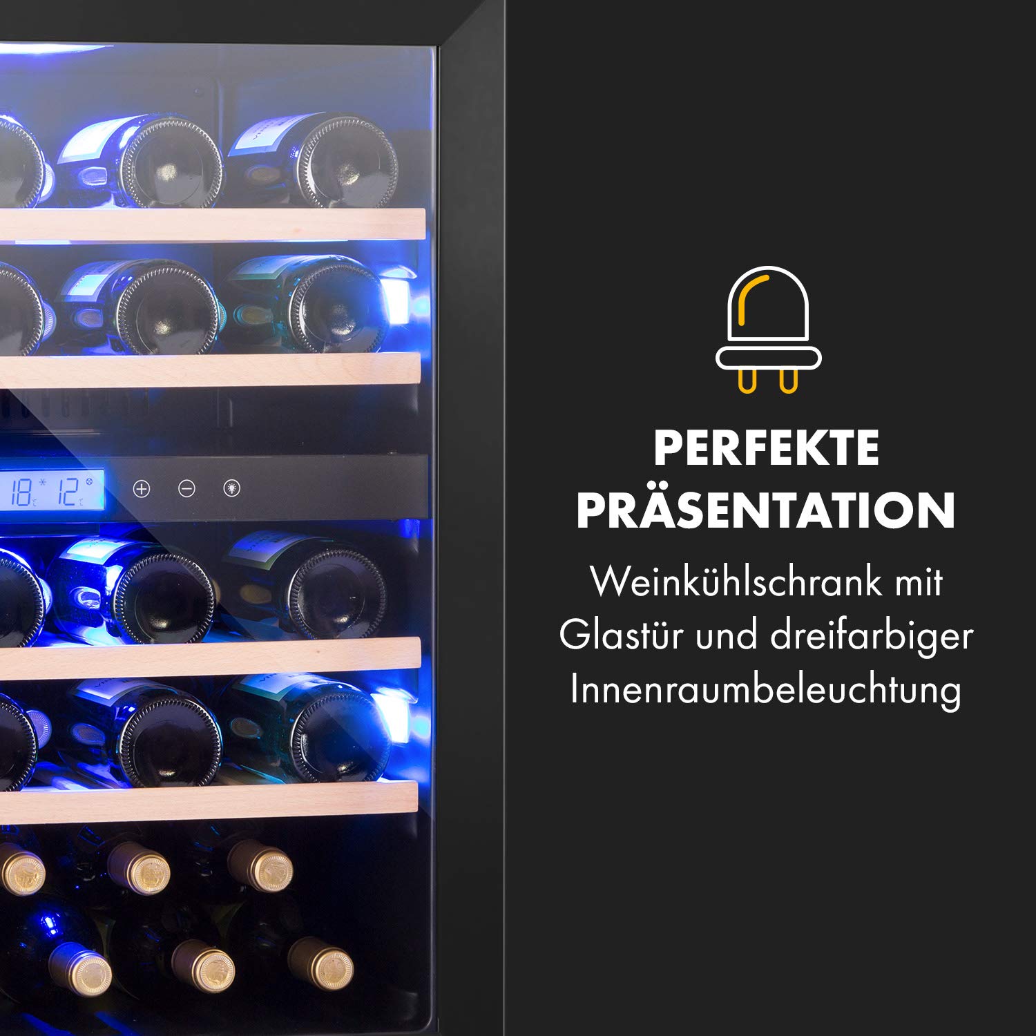 Klarstein Einbau-Weinkühlschrank 2 Zonen 129L 43 Flaschen Glastür