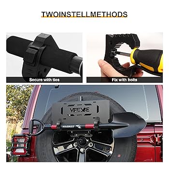 Pikioraz 4Pcs Molle Panel Rubber Clamp, Shovel Holder Mount For 1-1/7in To 1-4/9in Diameter Tools & Equipment, Roof Rack Mount For ATV UTV RV Van Trucks Boat Train