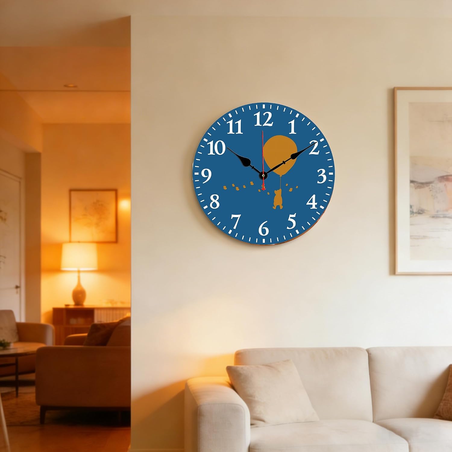 12 Inch Animal Balloon Round Wall Clock – Silent Non Ticking Wooden Cartoon Clock with Cute Animal and Balloon Design, Battery Operated Wall Clocks Kids Decor for Nursery, Bedroom, Playroom