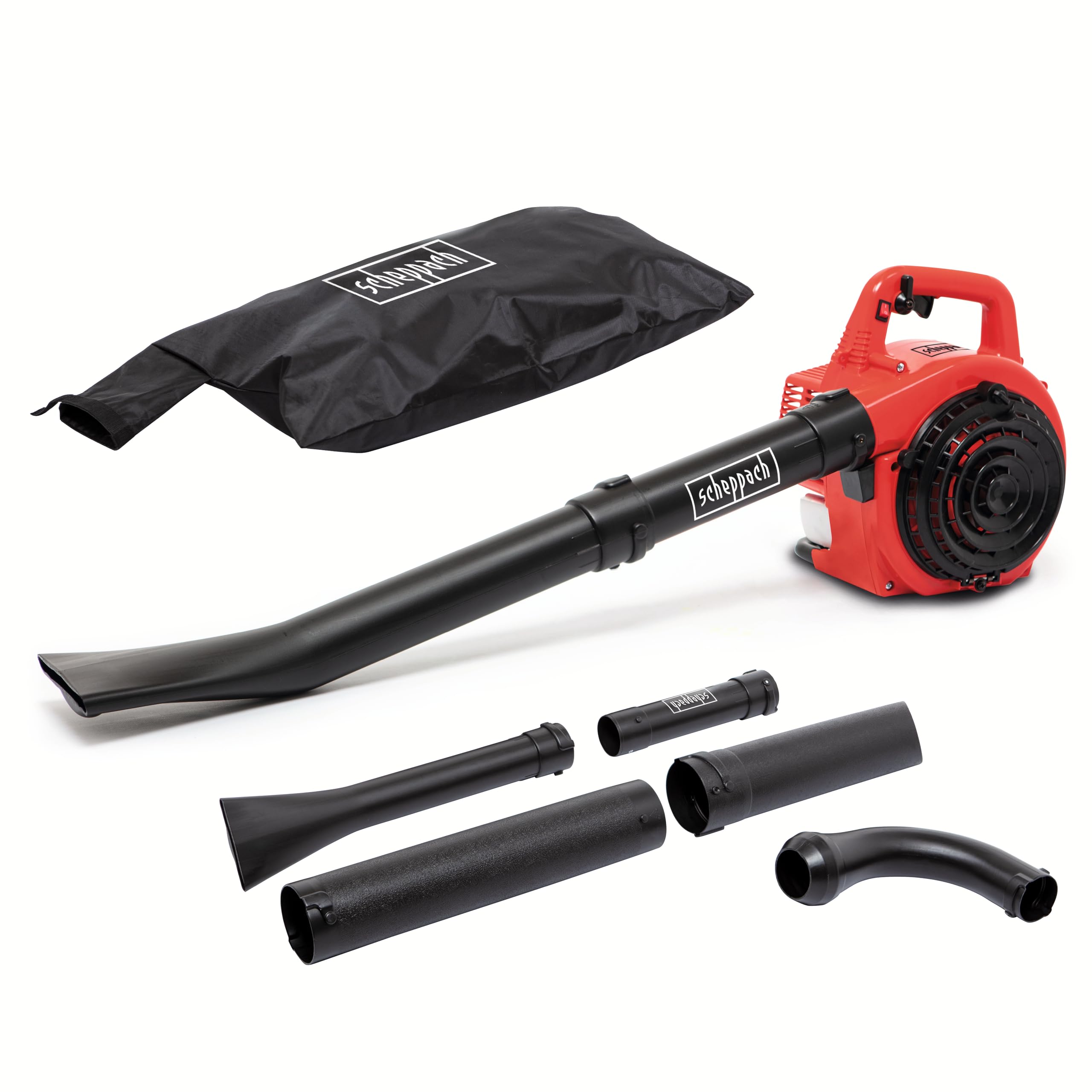 Scheppach Aspirateur Souffleur de Feuilles Thermique LBH2600P 25,4cm3 678 m³/h 268 km/h Sac 50L 4en1