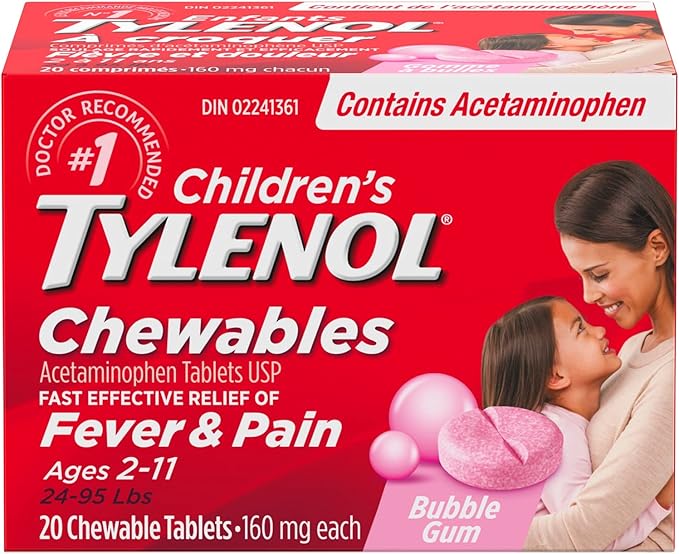 Tylenol Children's Chewables Fever and Pain Relief, Bubble Gum Flavour