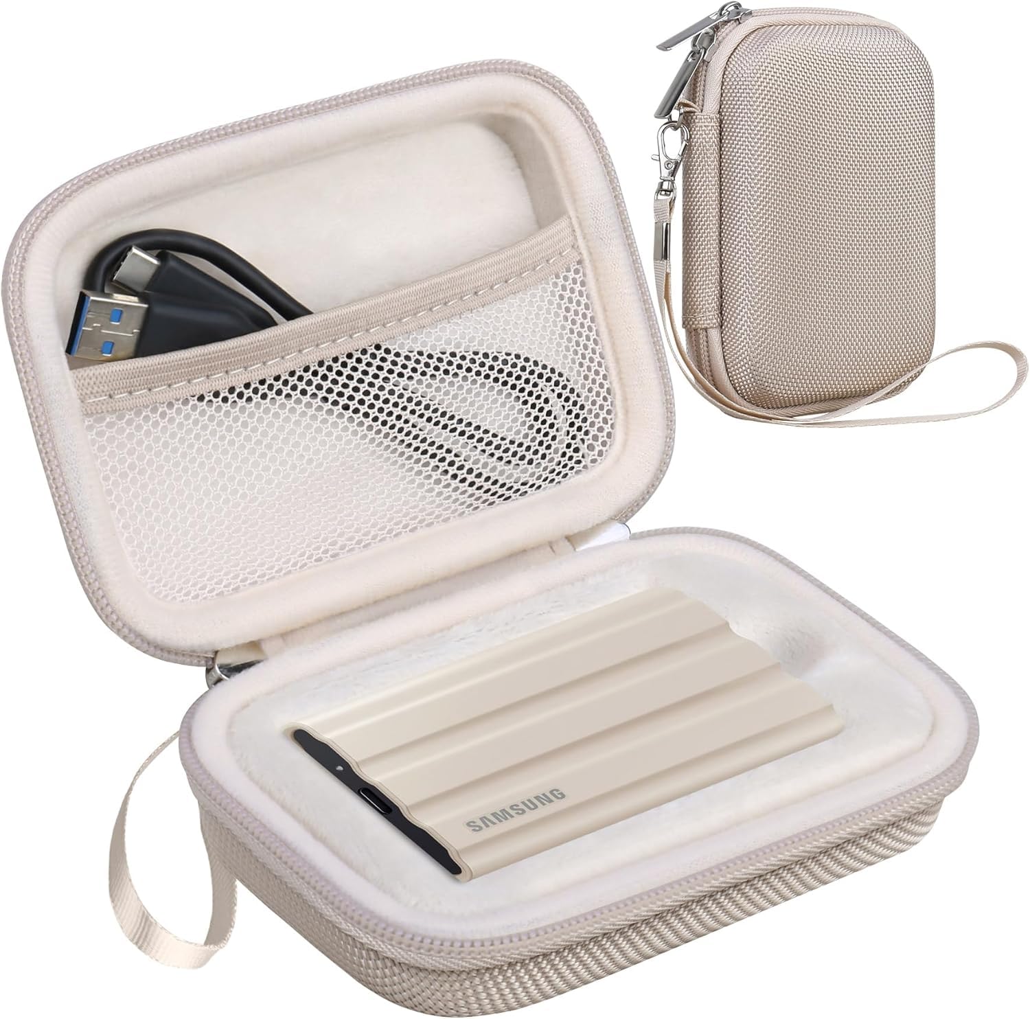 Lacdo Hard Carrying Case for Samsung T7 Shield/Samsung T7 / Touch Portable Solid State Drives 500GB 1TB 2TB 4TB USB 3.2 External SSD Hard EVA