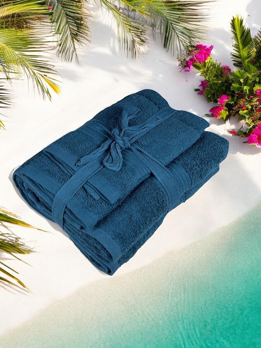 SENSES by Riba Cotton Towel Set 350 GSM - Navy, 3 Pcs| 1 Bath +1 Hand + 1wash Towel Combo | Super Soft, Absorbent, Lightweight, Antimicrobial, Low Linting