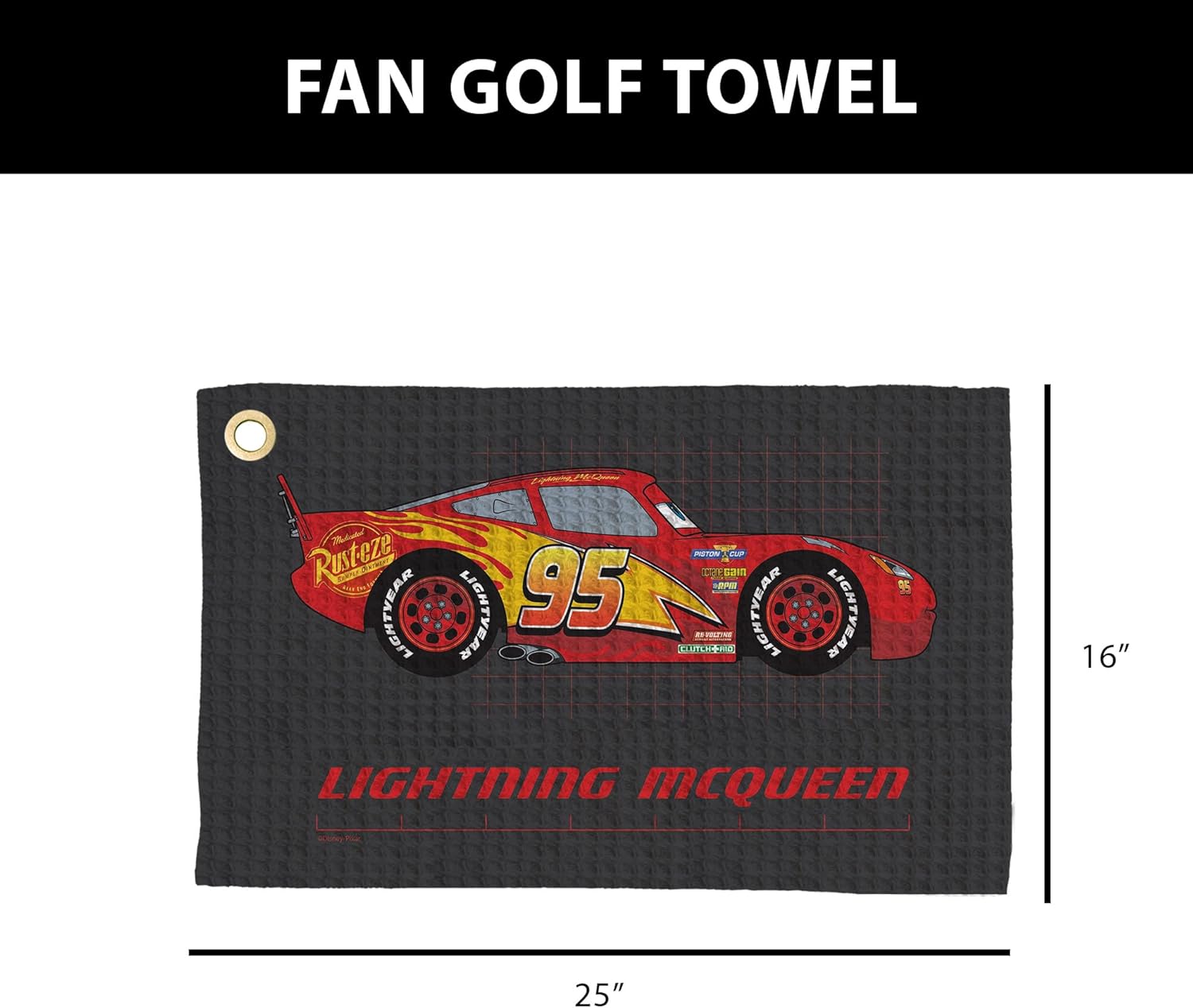 Northwest Pixar Cars Measured Waffle Fan Towel 16 x 25 Inches Soft Absorbent Quick-Dry Sports Towel for Fans Athletes and Active Lifestyles