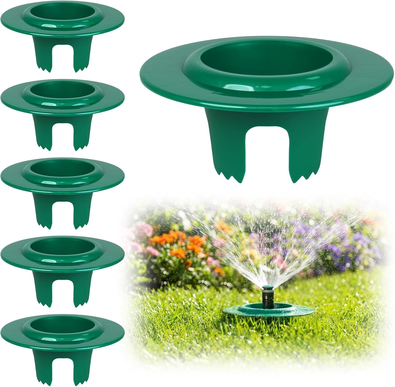 RAWILL 12 Pcs Sprinkler Head Protector, Plastic Sprinkler Donut Guards for Lawns, 6.69 in Circle Shaped Donut with 3.54 in Inner Diameter, Green Outdoor Lawn Spray Guard