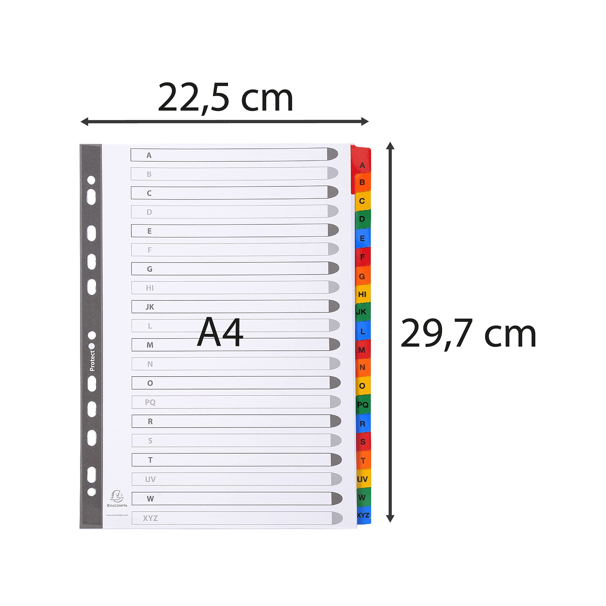EXACOMPTA Jeu d'intercalaire alphabétique 20 positions en carte blanche 170g, onglets Mylar® A4