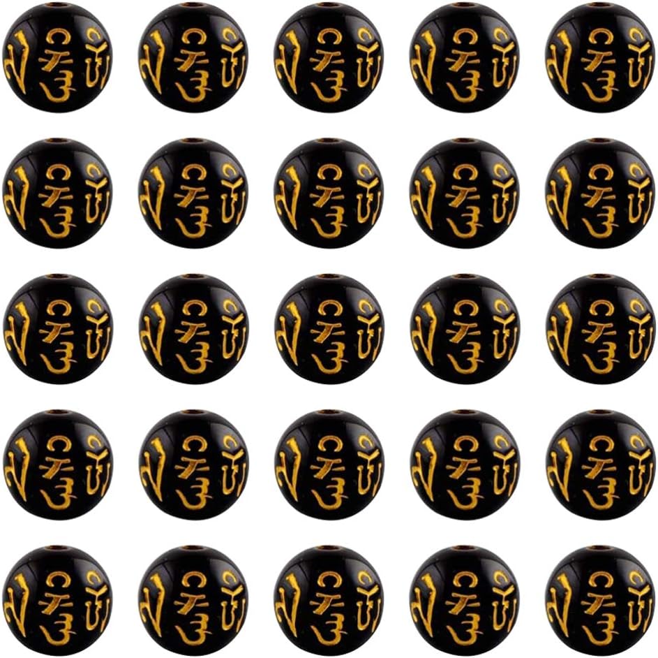Milisten 300pcs Buddhist Beads Charms 8mm Necklace Buddha Feng Shui Good Luck Loose DIY Jewelry Findings, Black, 0.8x0.8cm