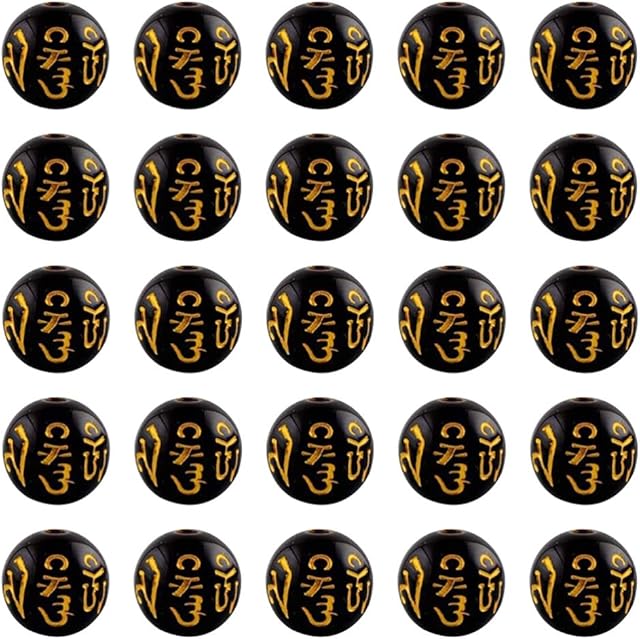 MILISTEN 300pcs Buddhist Beads Tibetan Prayer Beads Charms 8mm Necklace Buddha Beads Feng Shui Good Luck Loose Beads DIY Jewelry Beads Findings