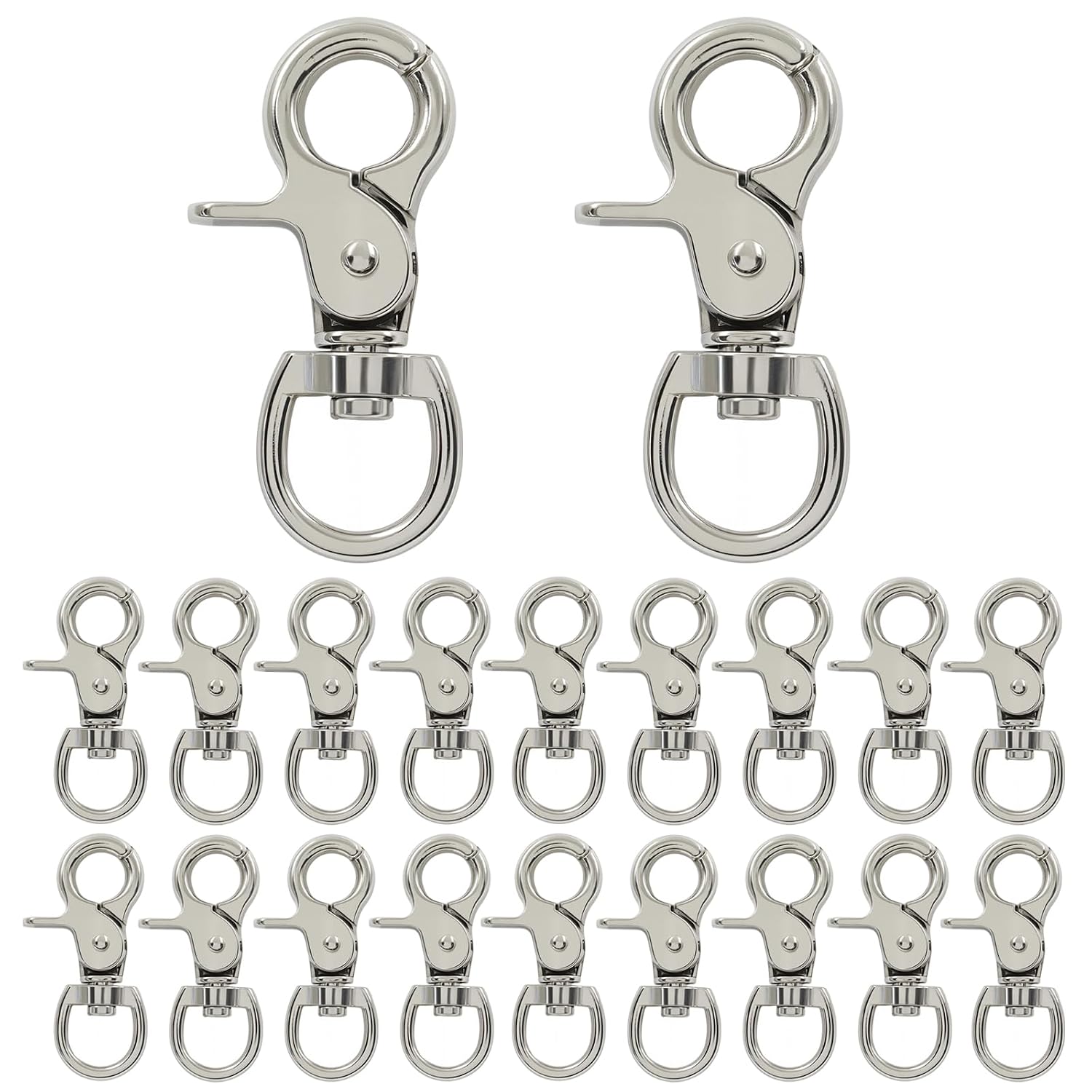Hordion 20pcs Trigger Snap Hooks, Heavy Duty Swivel Clip Hook, Silver | Ideal for Dog Leash Purse Bag Clips Cages