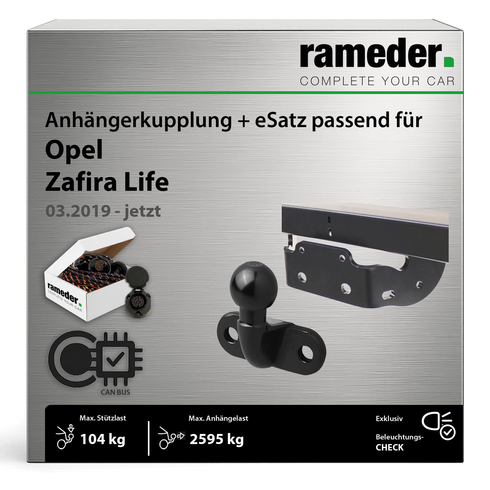 Anhängerkupplung starr Brink passend für Opel Zafira Life Typ K0 Baujahr: 2019-jetzt inkl. 13 poligem spezifischen CAN-Bus Elektrosatz | rameder. Komplettsatz - BR-F30