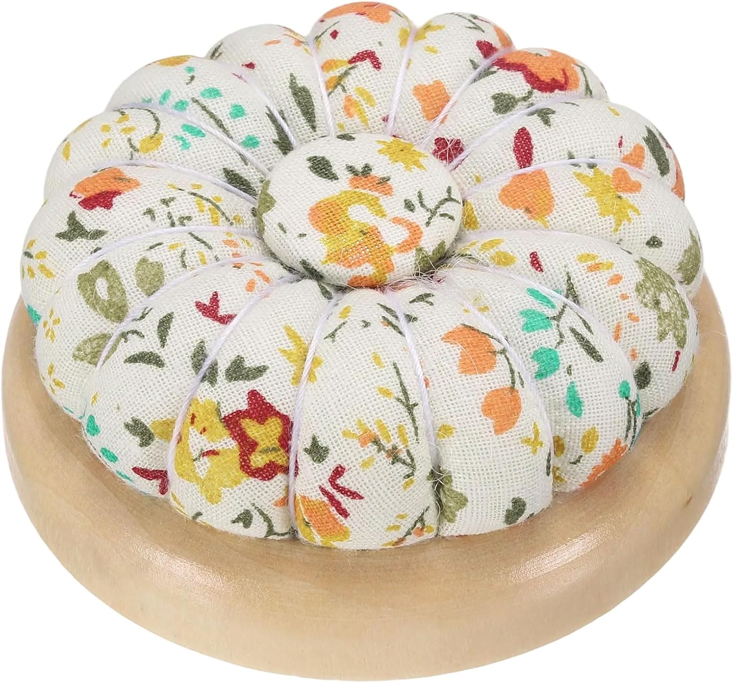 HARFINGTON Pin Cushions Sewing Cute Needle Japanese Style Cushion Needle Holder Pincushions Magnetic Top Wooden Base for Sewing Quilting Needlework DIY Crafts, Flower White