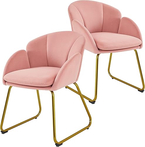 Miniatura 15 de Topeakmart Silla decorativa moderna, estilo floral, de terciopelo, con patas mentales doradas, para sala de estar, dormitorio, oficina en casa, 2