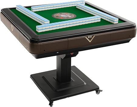 TEKAMON Automatic Mahjong Table with 2 Sets of 152 Tiles 42mm, Folding Electric Mahjong Shuffler with Wheels, Suitable for American Chinese & Taiwanese Style Mah Jong