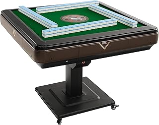TEKAMON Automatic Mahjong Table with 2 Sets of 152 Tiles (44mm), Folding Electric Mahjong Shuffler with Wheels, Suitable for American Chinese & Taiwanese Style Mah Jong