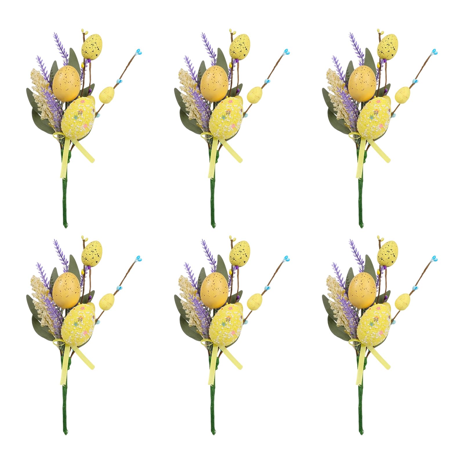 Snorvixre 6Pcs Easter Eggs Artificial Flower Bouquets for Mantels Tabletop Holiday Decoration Centerpieces Easter Party Supplies Decorations