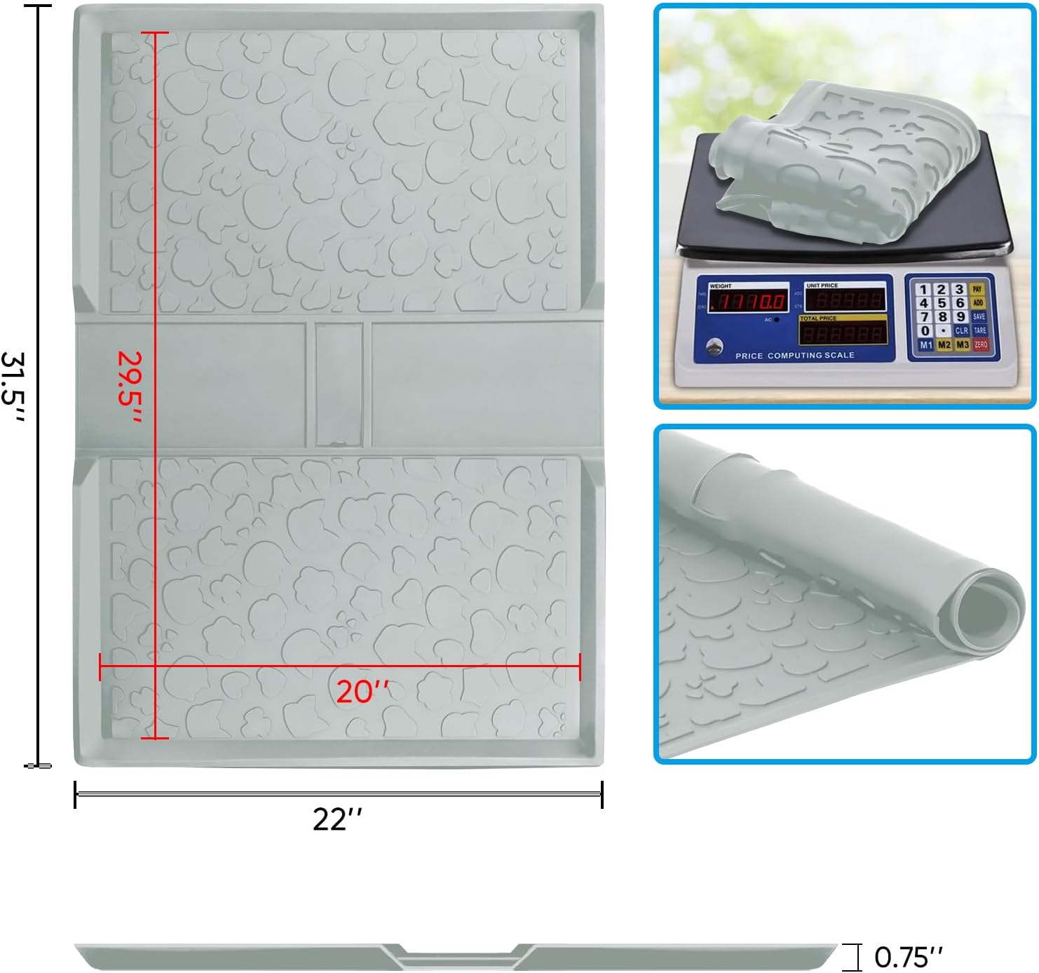 All Weather Mat for Wrangler Deluxe 4 Seater Stroller Wagon,Myvikcar Insert Floor Protect Pad 31.5x22'' (Gray)