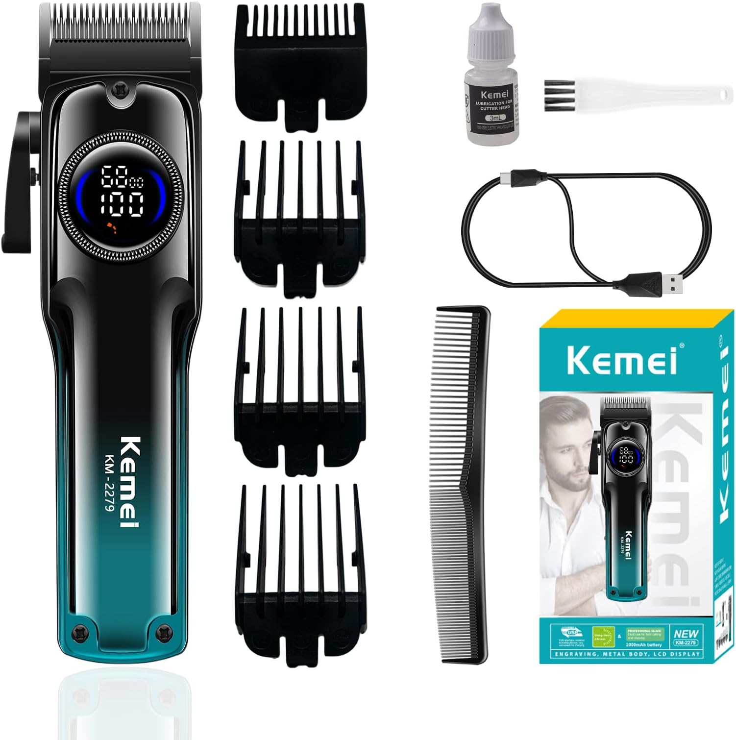 Hair Clippers for Men, Professional Adjustable Electric Hair Cutting Kits with LCD Display, USB Rechargeable and Cordless Gifts for Men