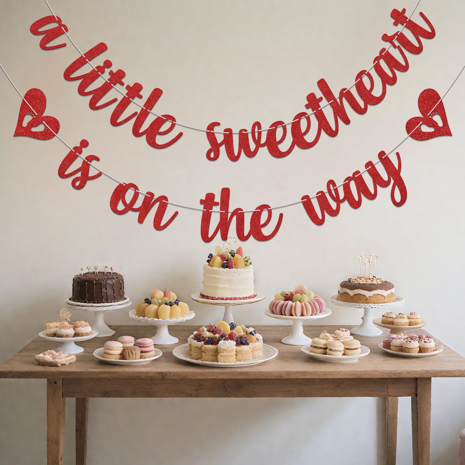 A Little Sweetheart is on the Way Banner - Valentines Day Baby Shower Decorations Red - Image 3