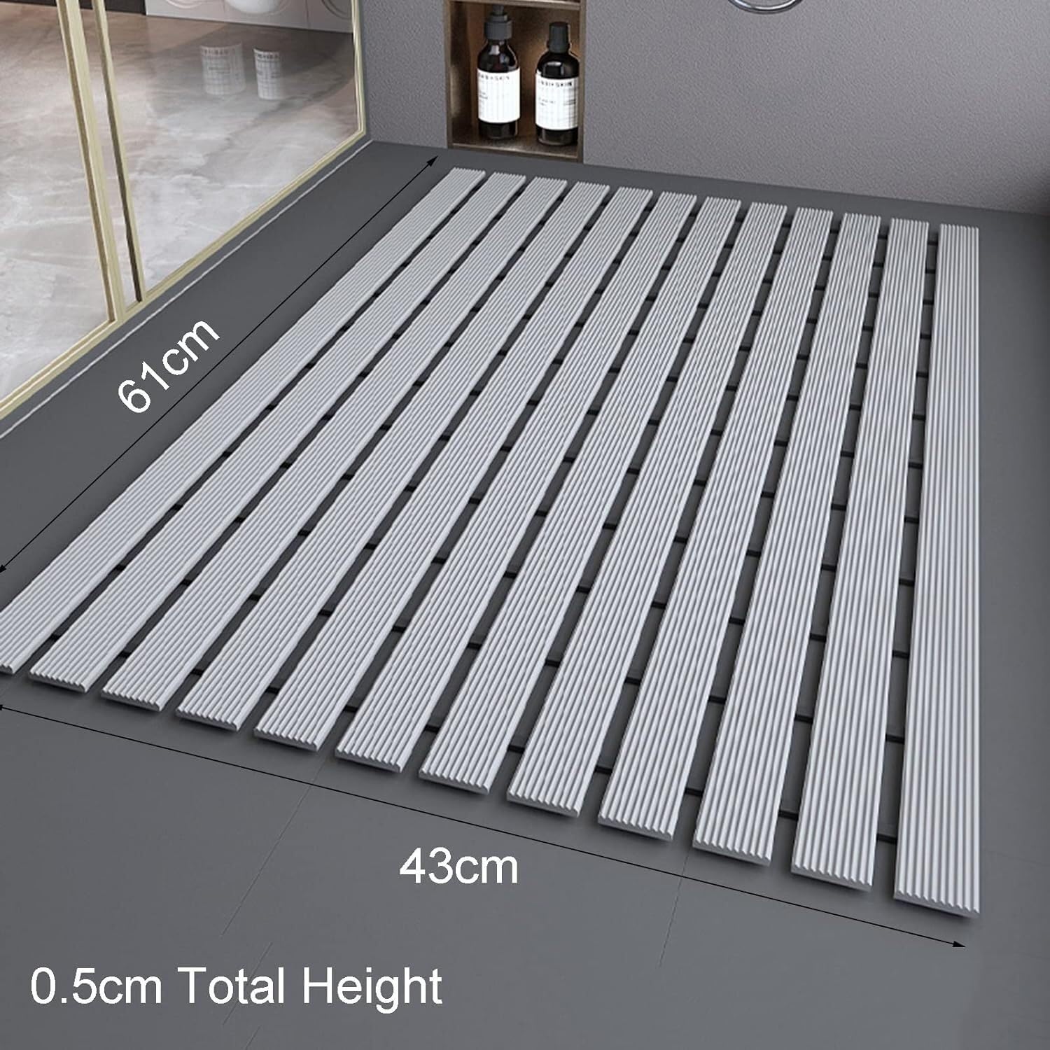 Alfombrilla de baño for Ducha Antideslizante, Almohadilla for pies, Tablero de Drenaje, Alfombrilla for Pedal de Ducha, Plegable y Rizado(Brown,2pcs)