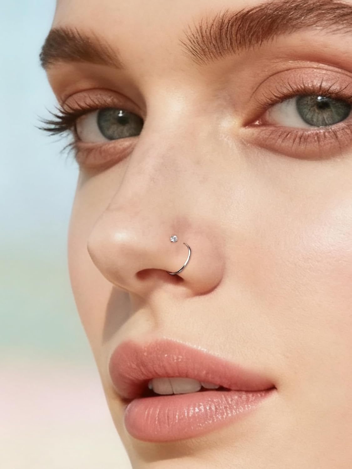 Hoeudjo Nose Rings Surgical Steel Cubic Zirconia Nose Studs Kit for Women Men Tiny Nose Stud Screw & Bone & L Shaped Nostril Rings Piercing Jewelry 20-18 Gauge 12 Pieces - Image 5