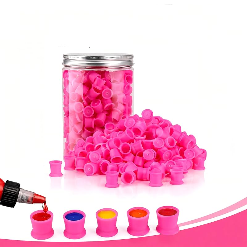 Copos para tinta de tatuagem TNBUENO em silicone, 300 unidades, Rosa
