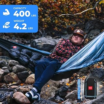 GRAND TRUNK Evolution 20 Down Hammock Cold Weather Hammock with Integrated Sleeping Bag & Underquilt, 20F Rated, Lightweight Camping & Backpacking Hammock