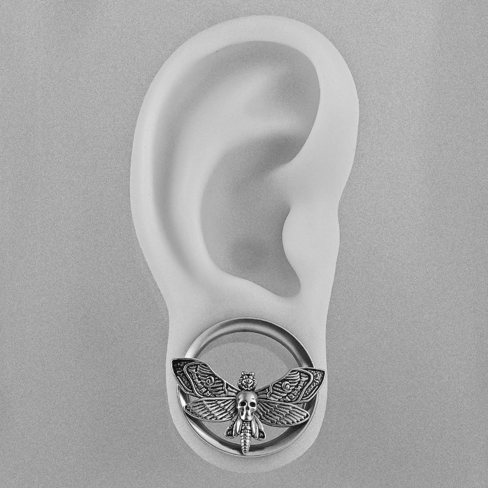 Vankula Dilataciones Orejas Tunel Doble Acampanados tapones Expansaor Polilla acero inoxidable Oreja piercing de joyería para Mujer Hombre 8mm a 22mm