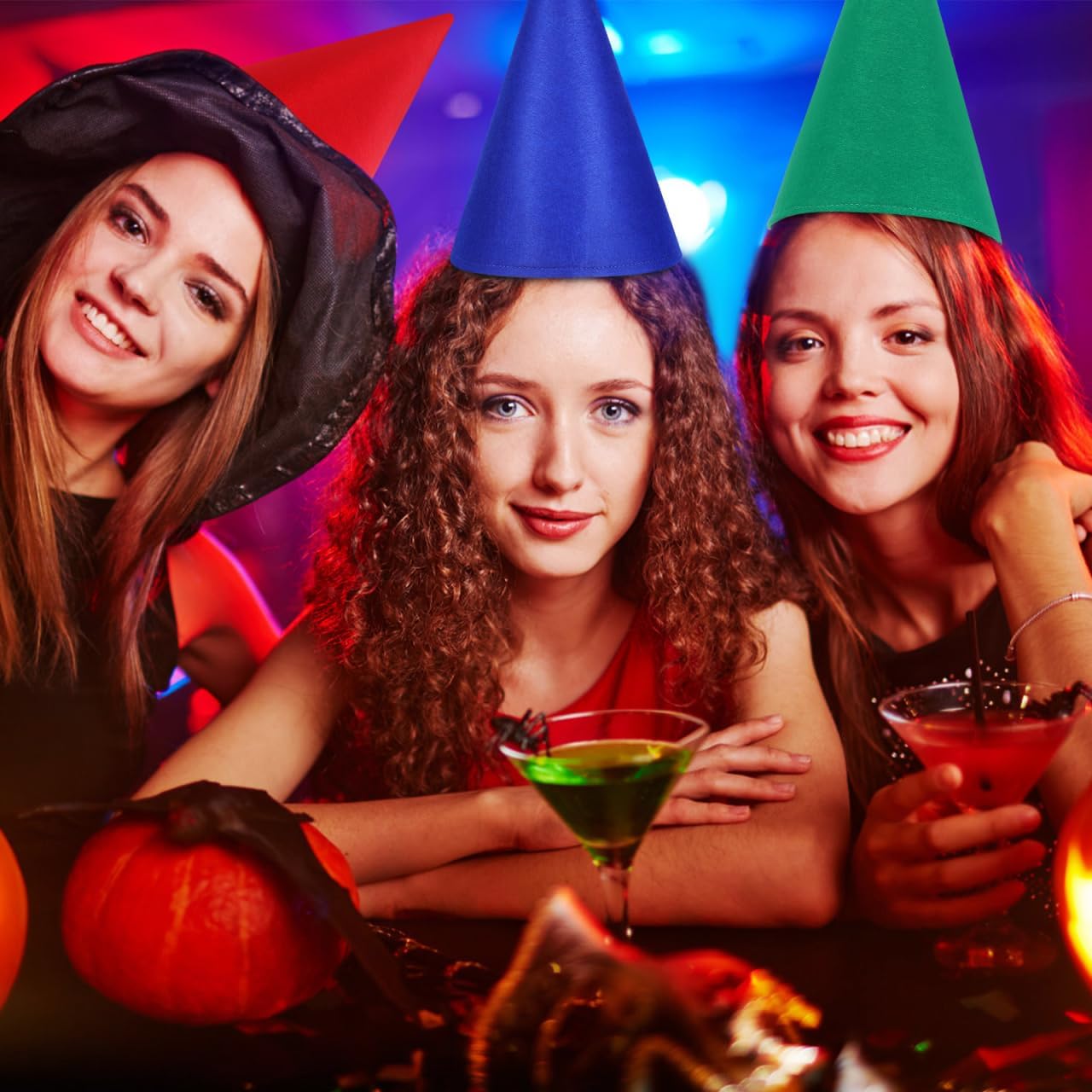 GLEAVI 4pcs Christmas Gnome Hat: Solid Color Felt Cone Hats Dwarf Cosplay for Halloween Christmas Birthday Celebration