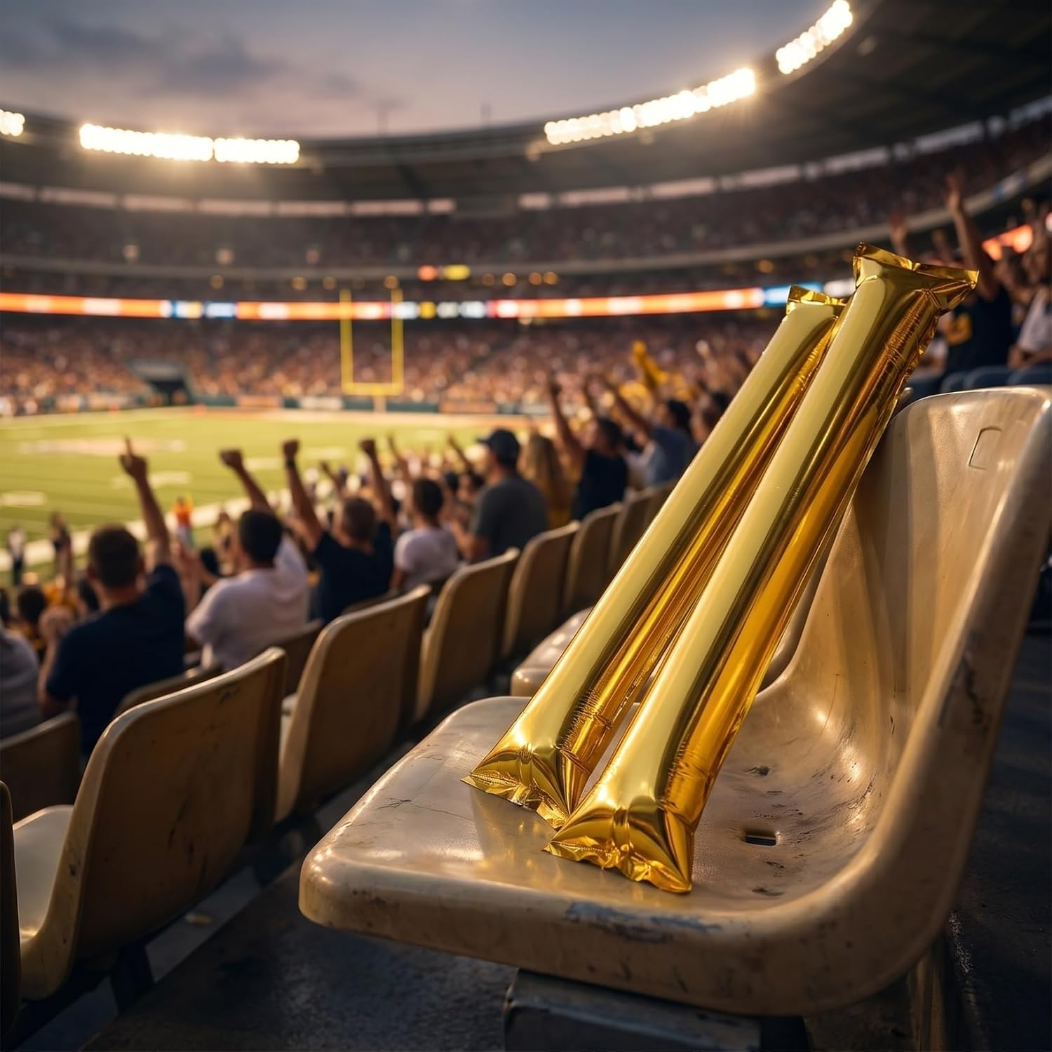 Abaodam 24 Pcs Gold Thunder Sticks, Noise Makers for Sporting Events, Inflatable Boom Cheering Sticks for Concerts, Parties, Rallies