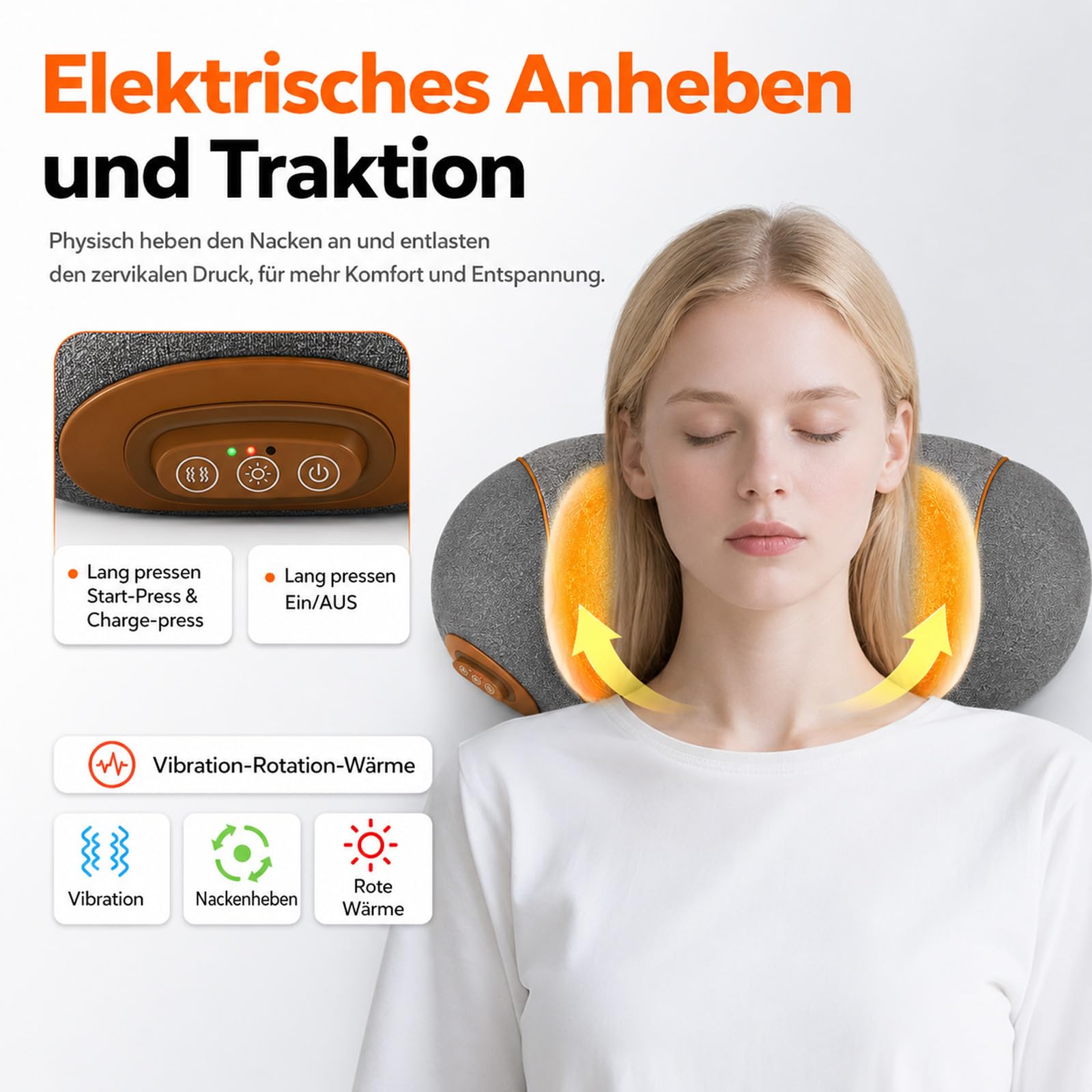 Theratex 3-In-1 Massagegerät Nacken, Relavie Kissen,mit Heiz- und Massagefunktion,Ein angenehmes Erlebnis für Sie