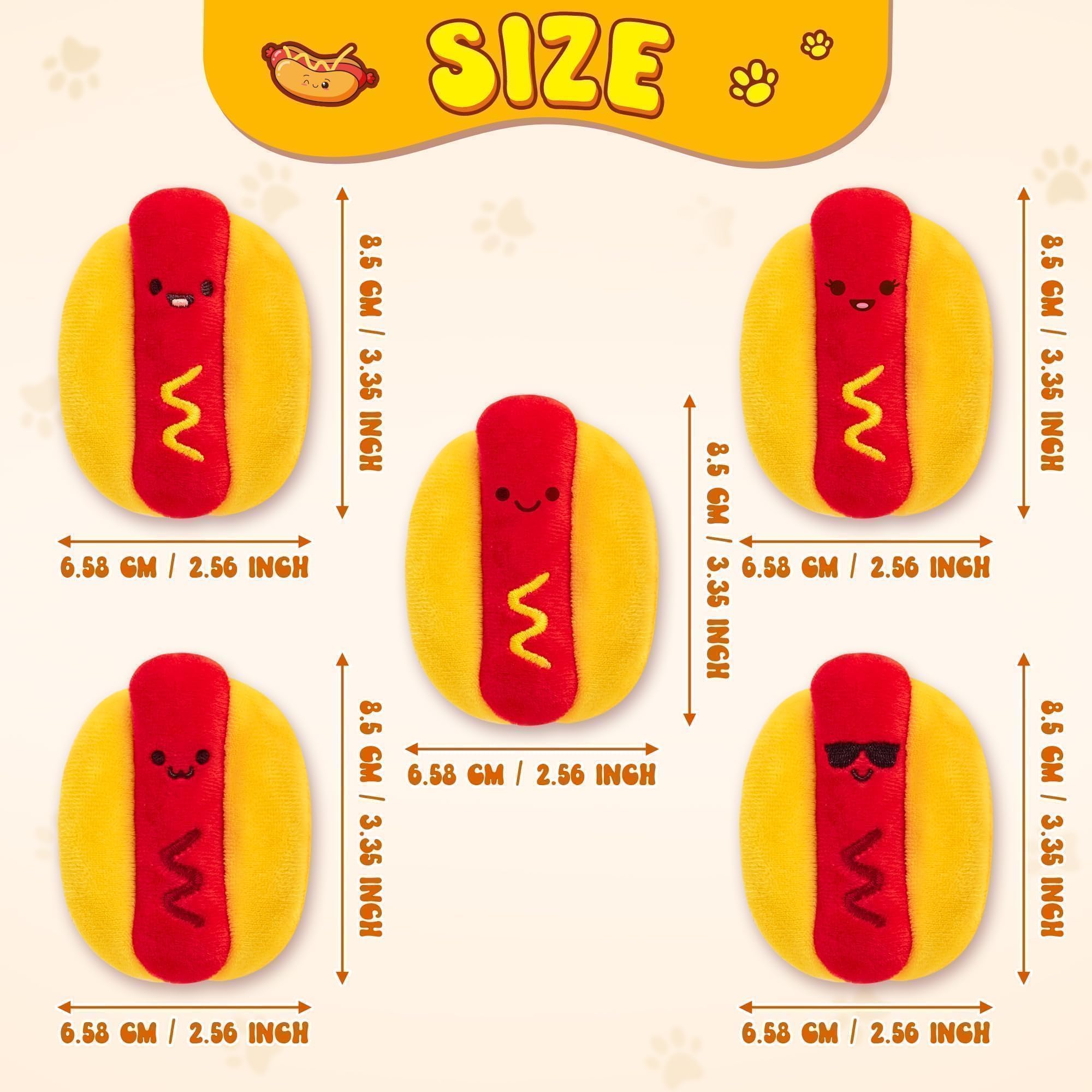 L1rabe Hot Dog Katzenminze-Spielzeug – Sommer 5 niedliche Hot-Dog-Katzen-Geräuschspielzeuge, interaktives Haustierzubehör, Kätzchen, Kauen, Beißen, Kick-Kratzwerkzeuge, Katzenminze, Katzenliebhaber