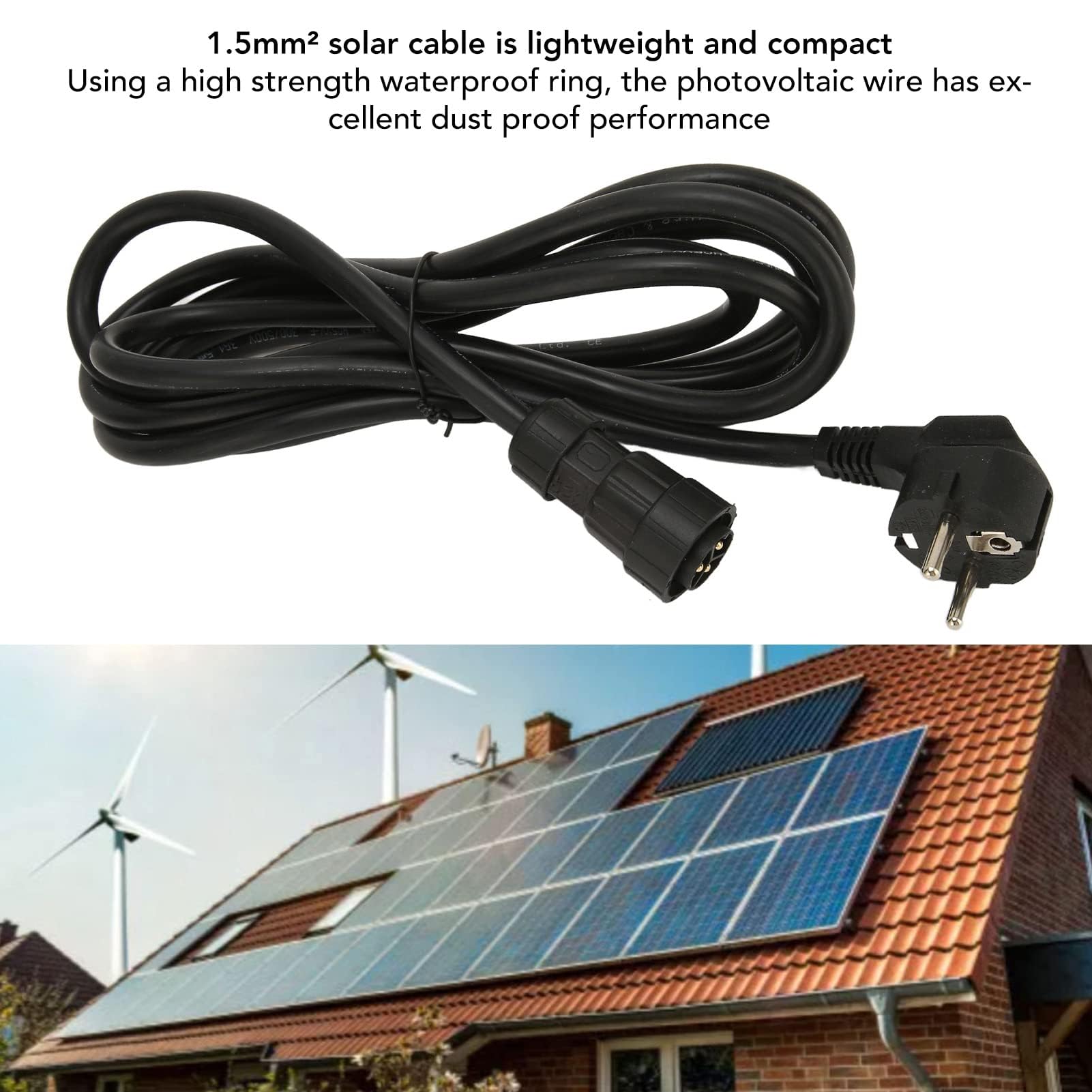 Wechselrichter Kabel Zubehör für Solar Photovoltaik 220V EU mit 3x1,5mm² Solarkabel und AC Netzkabel für WVC Grid Tie Inverter Power